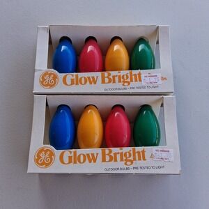Lot of 2 Vintage GE Glow Bright C9 Christmas Light Bulbs Outdoor 8 Bulbs Total